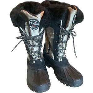 Winter Boots 🆕 La Neige Canada 3M Thinsulate Warm Dry Tie Zip Treaded Faux Fur 8